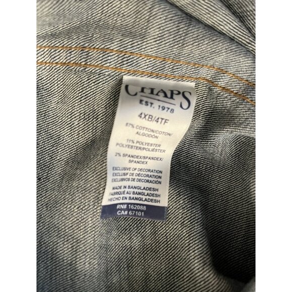 Chaps Mens BIG &TALL 4XB Comfort Stretch Button Denim Shirt Dark Rinse NWT New - Picture 6 of 8